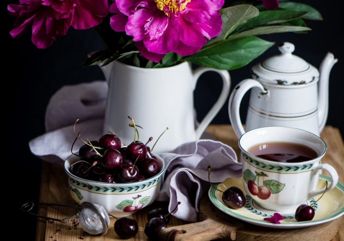 Утро чай цветы