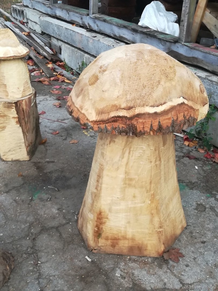 Деревянные грибы для сада