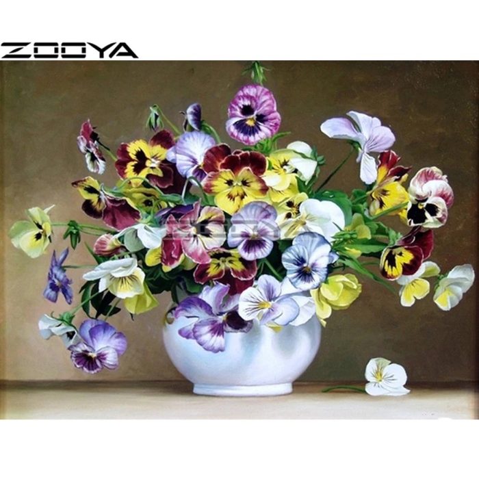 Картина по номерам анютины глазки 40х50