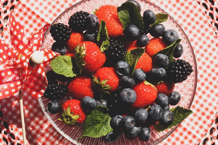 Strawberries and blueberries