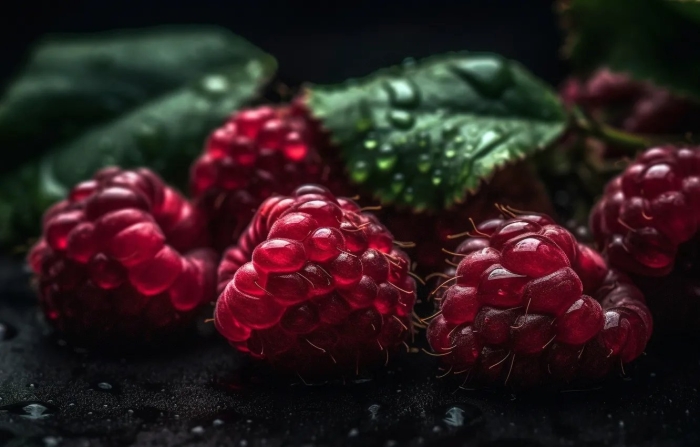 Малина на черном фоне