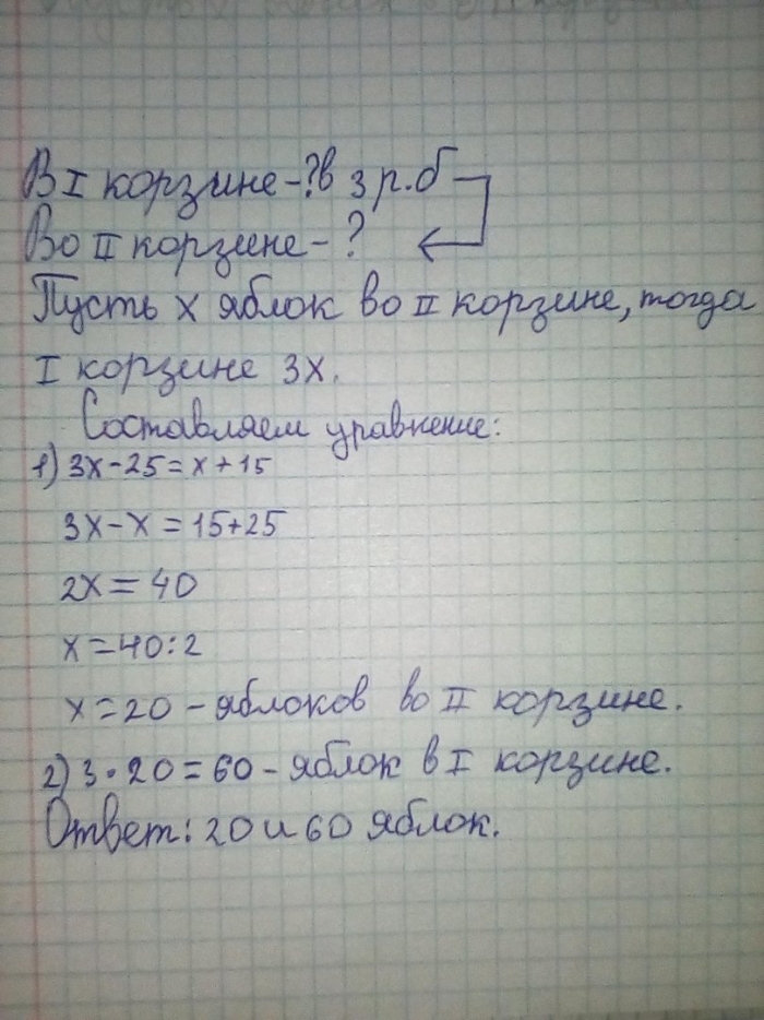 В двух корзинах 28 кг яблок одном пакете