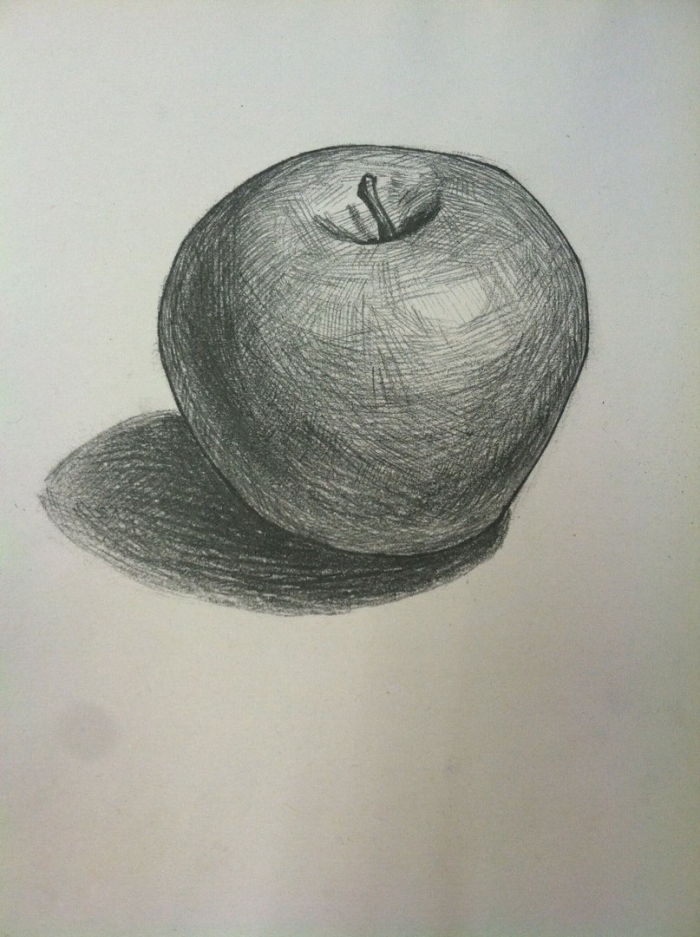Яблоко простым карандашом