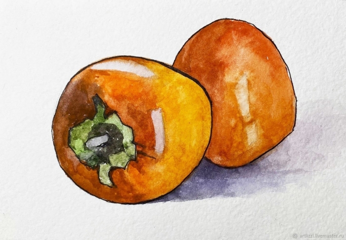 Хурма акварелью