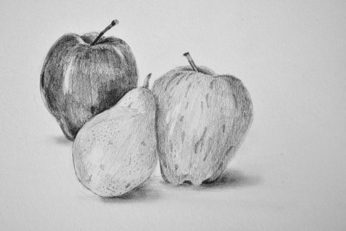 Натюрморт с фруктами карандашом
