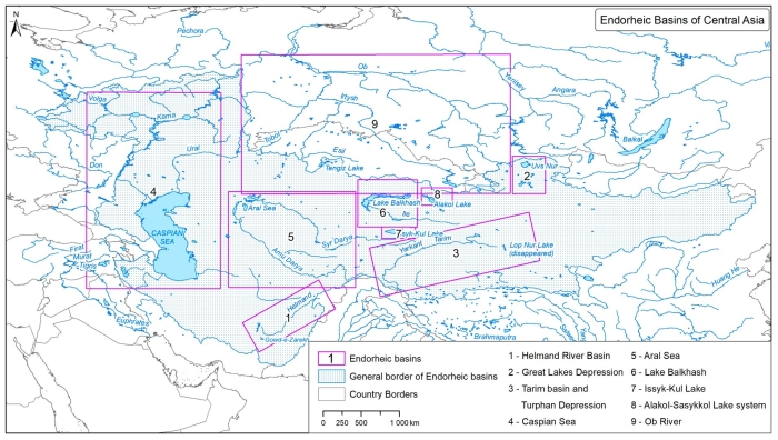 Карта рек центральной азии