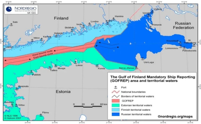 Карта финского залива с границами территориальных вод