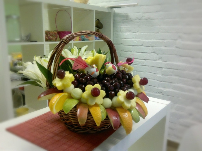 Оформление фруктовой корзины