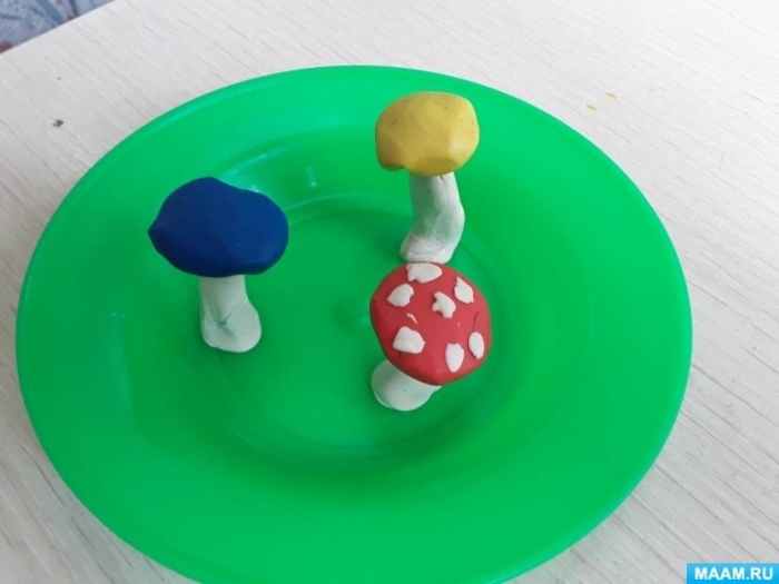 Лепка грибы старшая группа