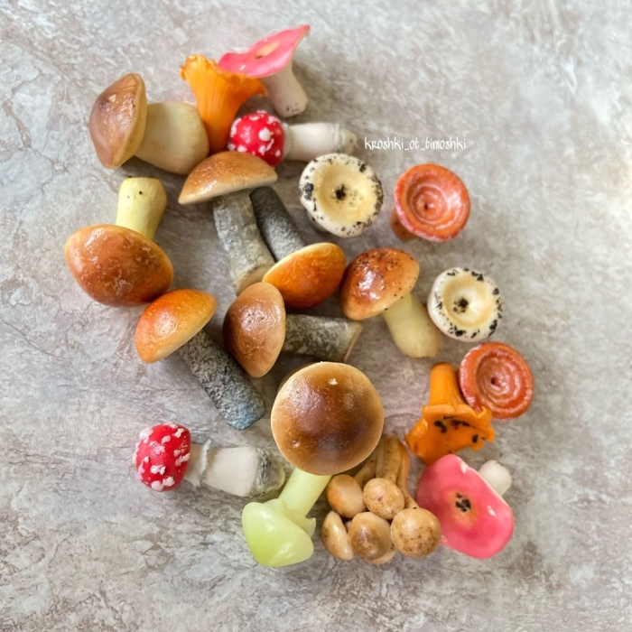 Грибочки из полимерной глины