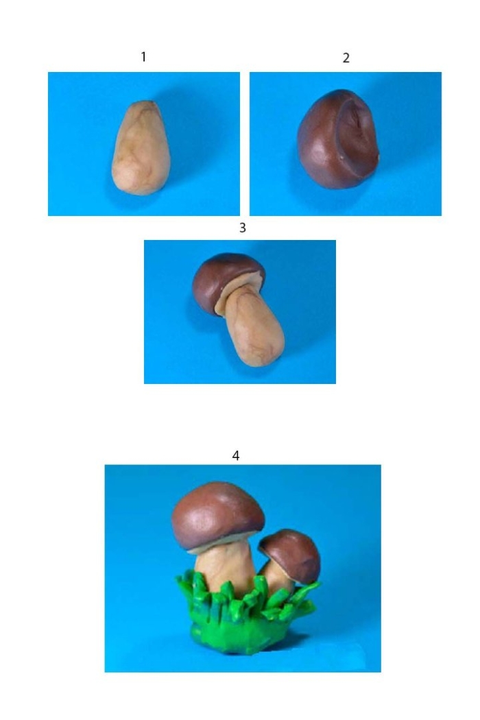 Лепим грибы из пластилина