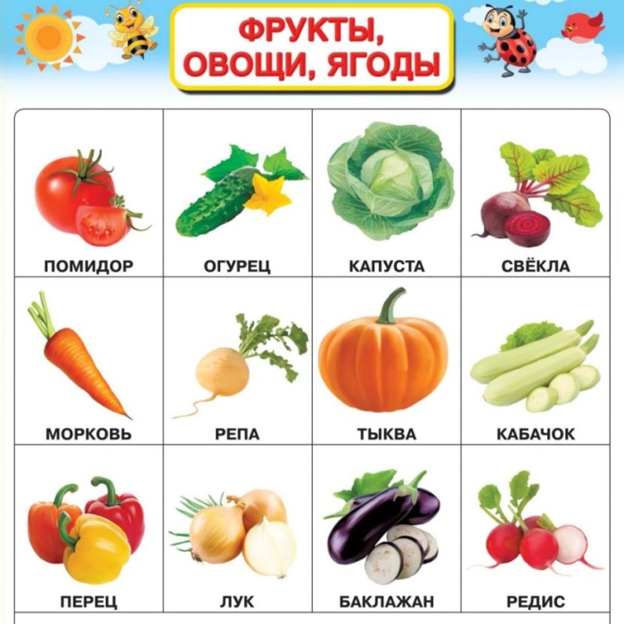 Плакат овощи и фрукты