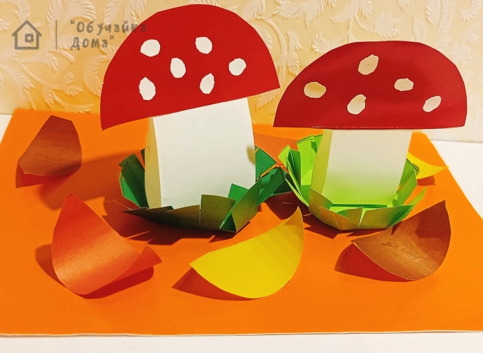 Поделка из бумаги гриб мухомор