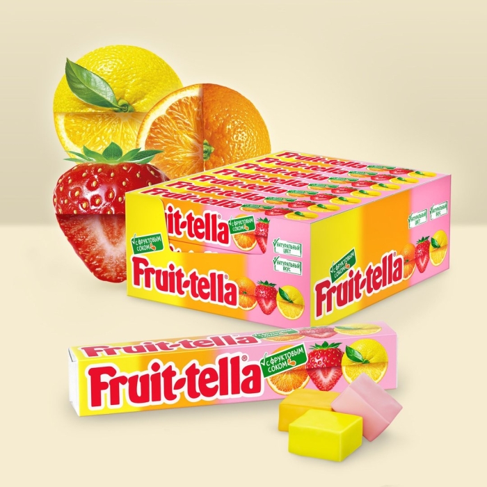 Жевательные конфеты fruit-tella ассорти с фруктовым соком 41 г