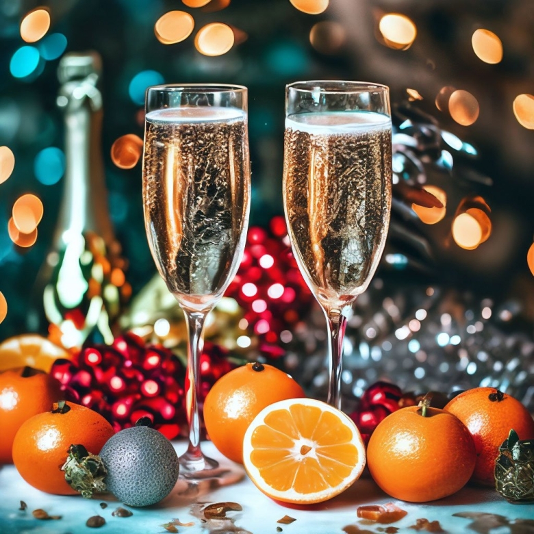 Шампанское с фруктами