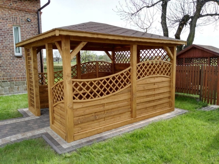 Беседка деревянная прямоугольная