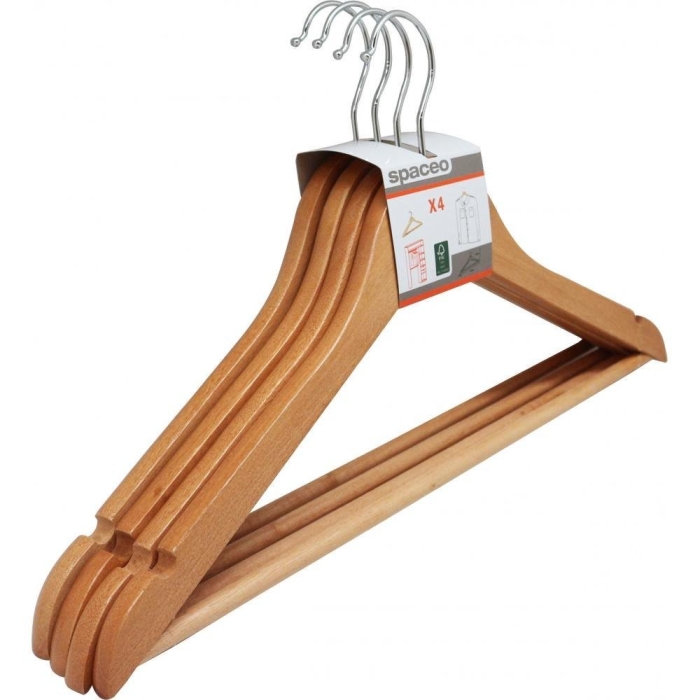 Плечики spaceo 44.5x23x1.2 см дерево/сталь цвет белый