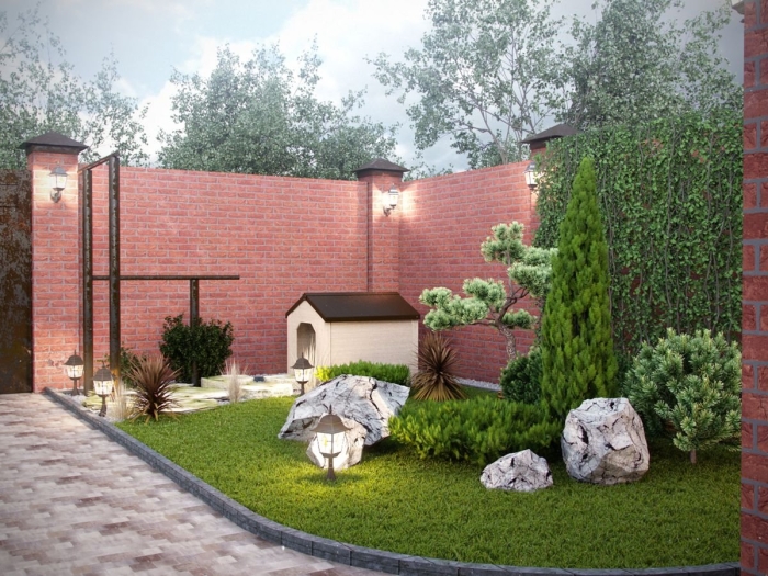 Придомовая территория частного дома дизайн