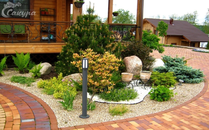 Ландшафтный дизайн входной зоны частного дома