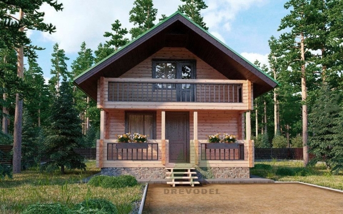 Баня из клееного бруса с мансардой