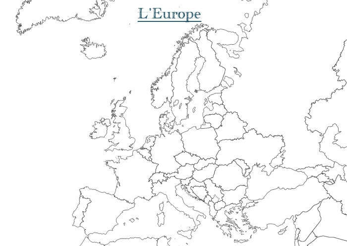 Политическая контурная карта европы