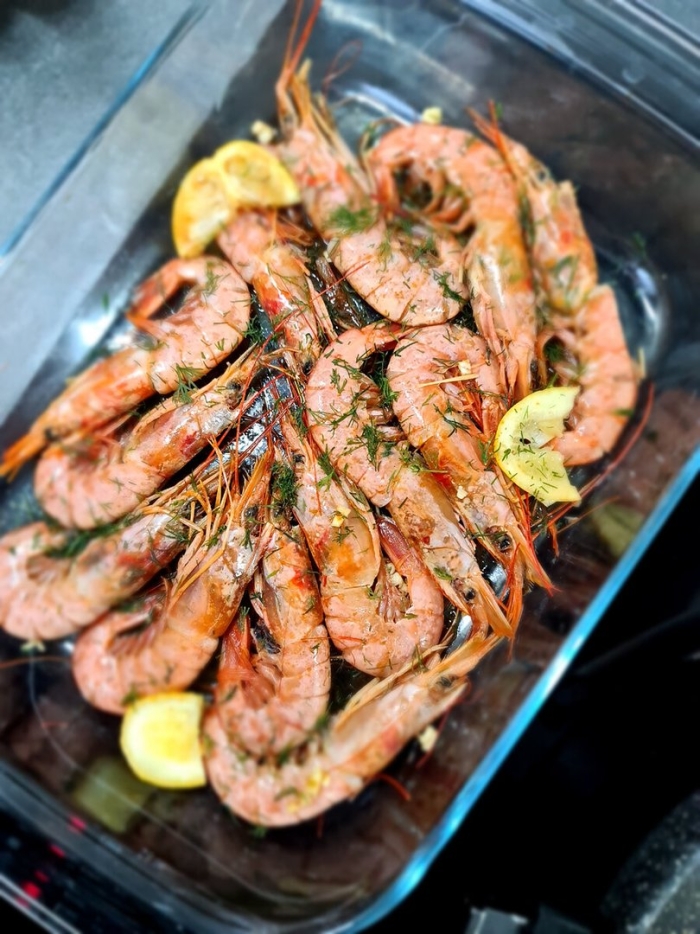 Креветки лангустины на гриле