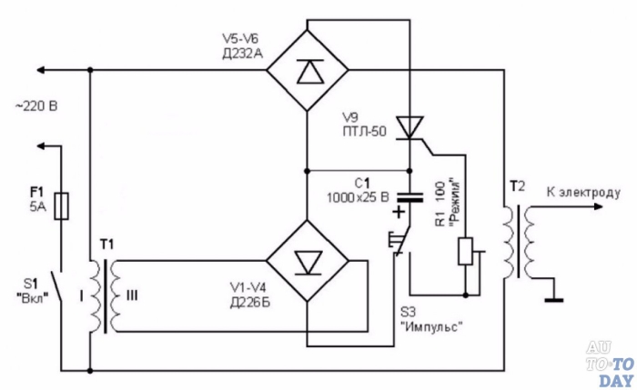 Конденсаторная контактная сварка схема