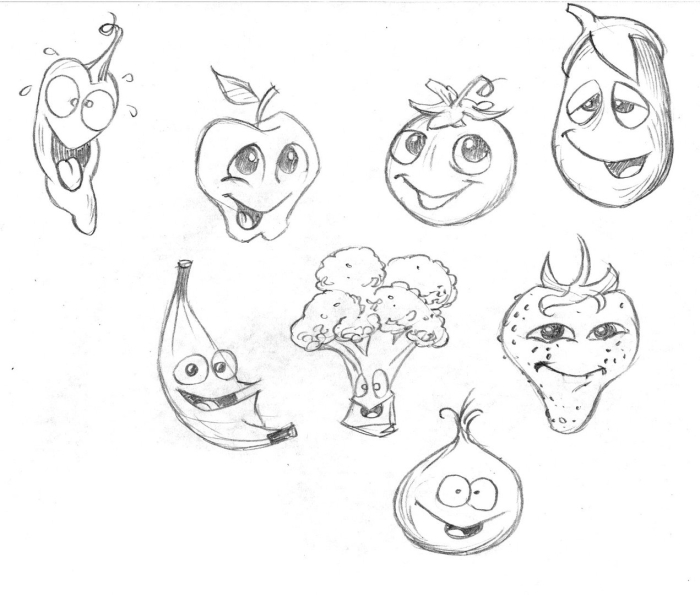 Рисунки фруктов для срисовки карандашом