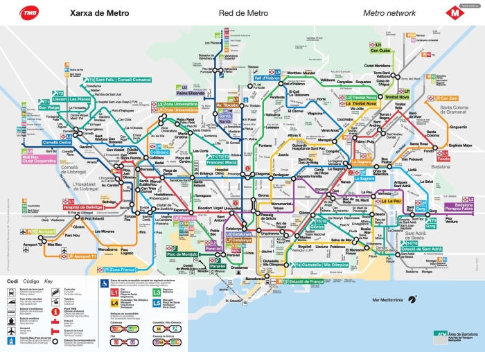 Схема метро барселона