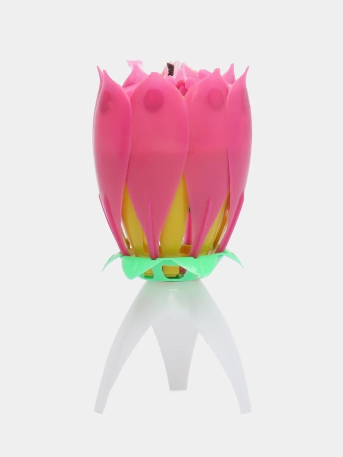 Свеча для торта музыкальная тюльпан крутящаяся