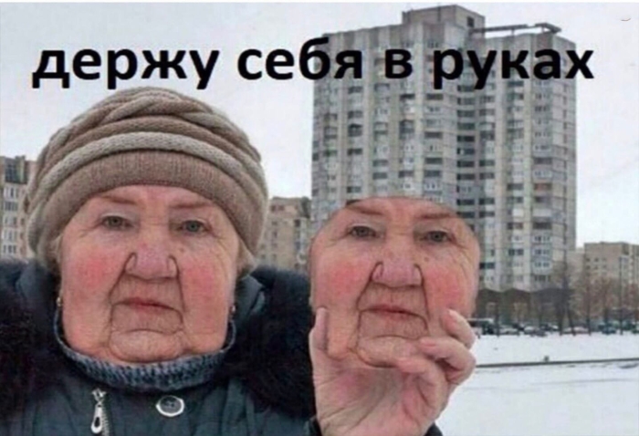 Держу себя в руках мем с бабкой