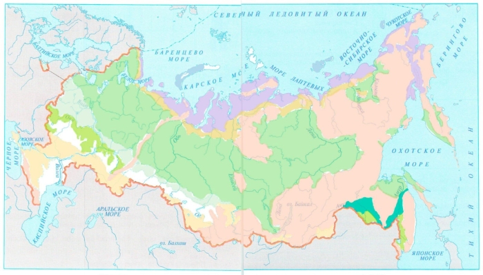 Контурная карта природные зоны россии 4 класс