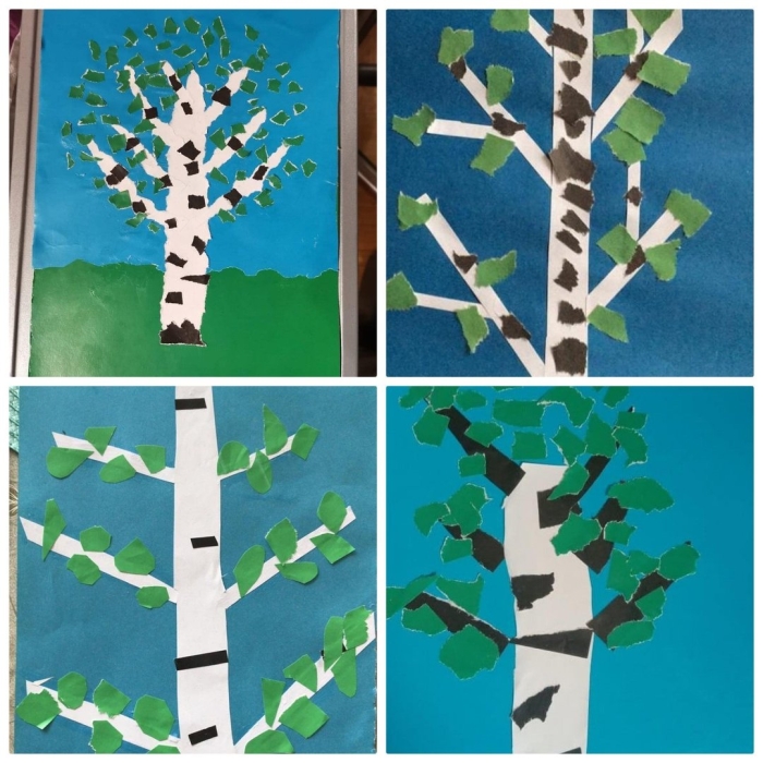 Обрывная аппликация березка в подготовительной группе