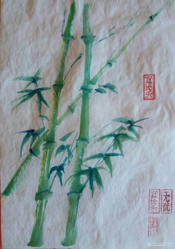 Японская живопись бамбук